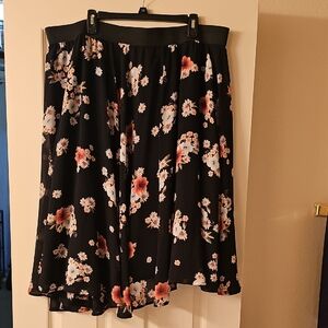 Torrid Black Floral A-Line Skirt